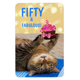 Kattunge och Cupkaka Femtionde födelsedagen Magnet