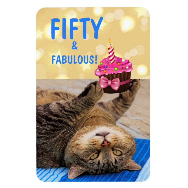 Kattunge och Cupkaka Femtionde födelsedagen Magnet (Vertikal)