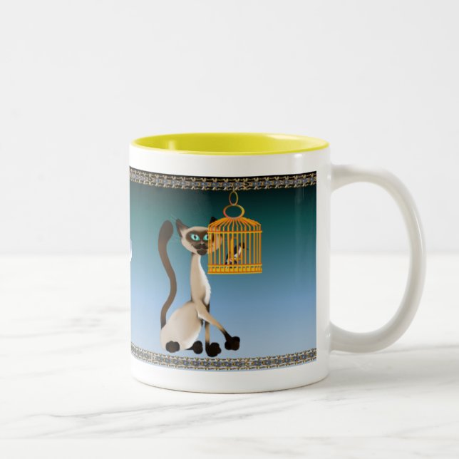 Kattunge- och fågelmugg Två-Tonad mugg (Höger)