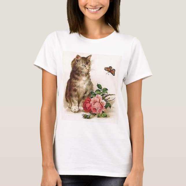 Kattunge och fjäril t shirt (Framsida)