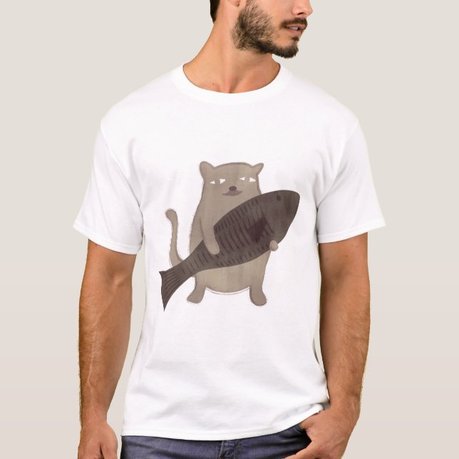 Kattunge och hans fisk t shirt (Framsida)