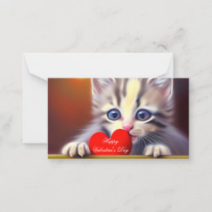 Kattunge och hjärta barn valentin anteckningskort