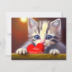 Kattunge och hjärta barn valentin julkort