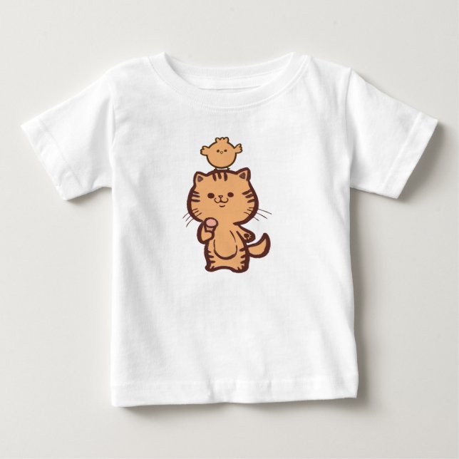 Kattunge och lille kyckling t shirt (Framsida)