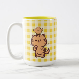 Kattunge och lille kyckling Två-Tonad mugg