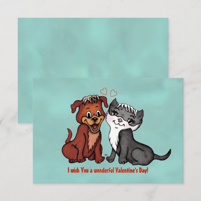 Kattunge och marionett, Alla hjärtans dag! Inbjudningar (Fram/baksida)