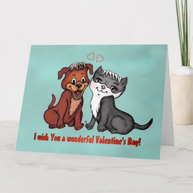 Kattunge och marionett, Alla hjärtans dag! Kort (Framsida)