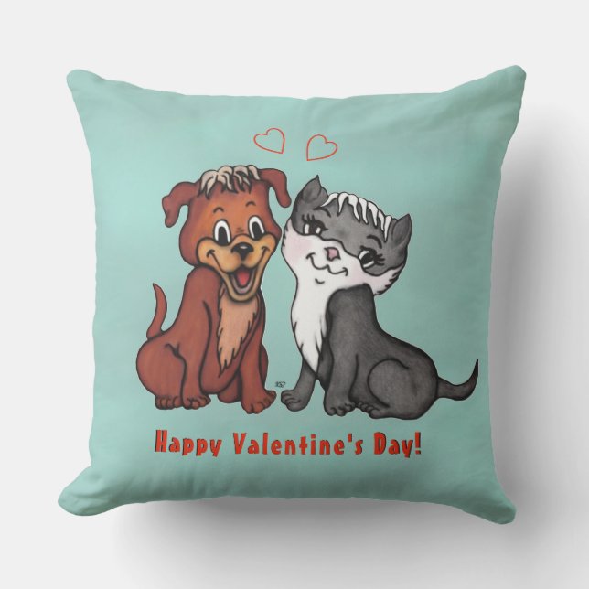 Kattunge och marionett, Alla hjärtans dag! Kudde (Framsida)