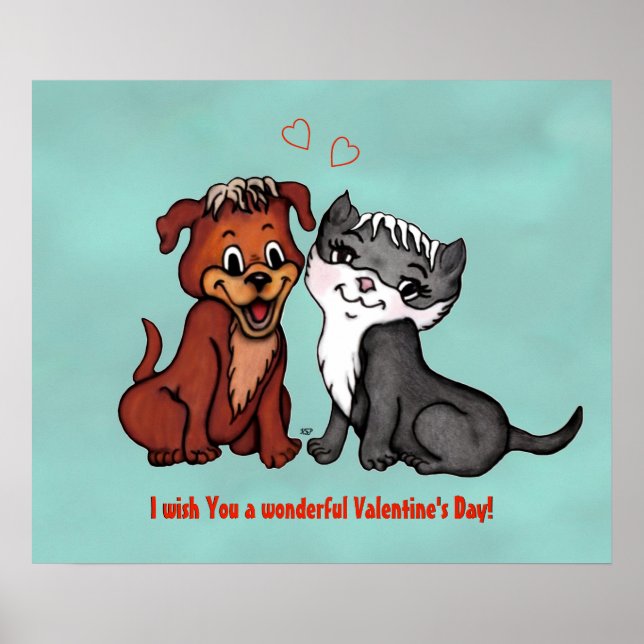 Kattunge och marionett, Alla hjärtans dag! Poster (Framsidan)