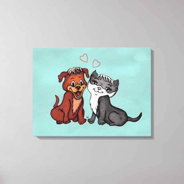 Kattunge och marionett canvastryck (Framsida)
