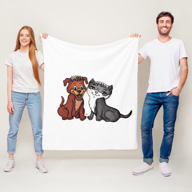 Kattunge och marionett fleecefilt (På plats)