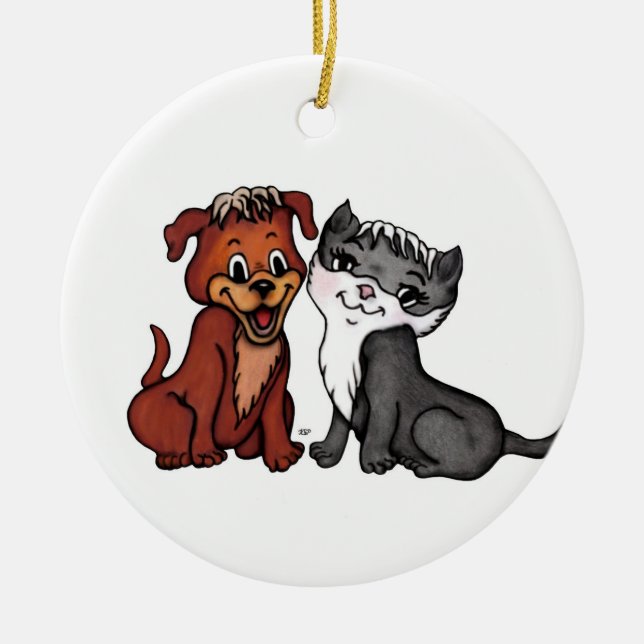 Kattunge och marionett julgransprydnad keramik (Framsidan)