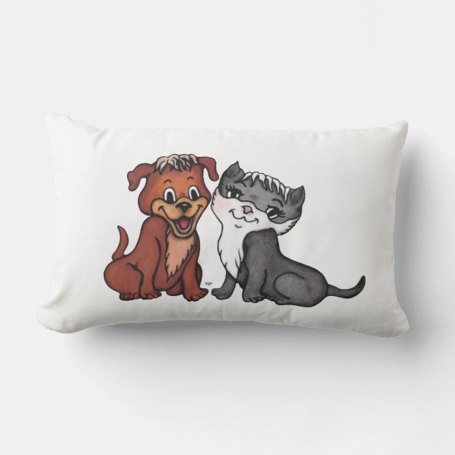 Kattunge och marionett lumbarkudde (Framsida)