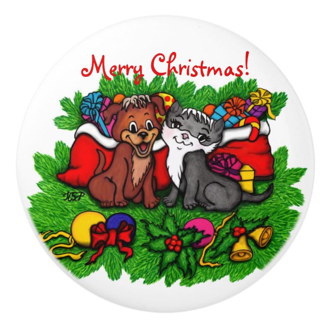 Kattunge och marionett, Lycklig Julafton Knopp (Framsidan)