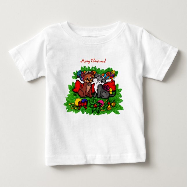 Kattunge och marionett, Lycklig Julafton T Shirt (Framsida)