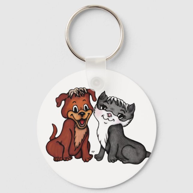 Kattunge och marionett nyckelring (Framsida)