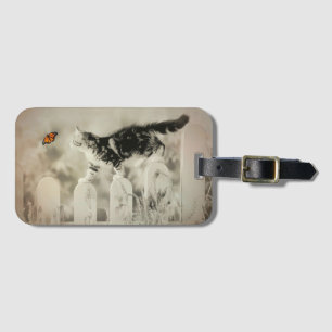 Kattunge och Monarch Butterfly Bagagebricka