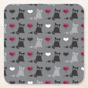 kattunge- och musmönster underlägg papper kvadrat