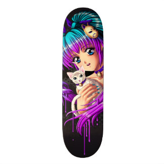 Kattunge- och PigtailManga flicka Skateboard Bräda 21,5 Cm