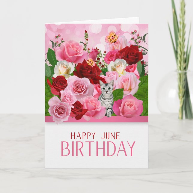 Kattunge och Ro Garden June Birthday Kort (Framsida)