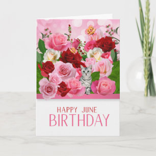 Kattunge och Ro Garden June Birthday Kort