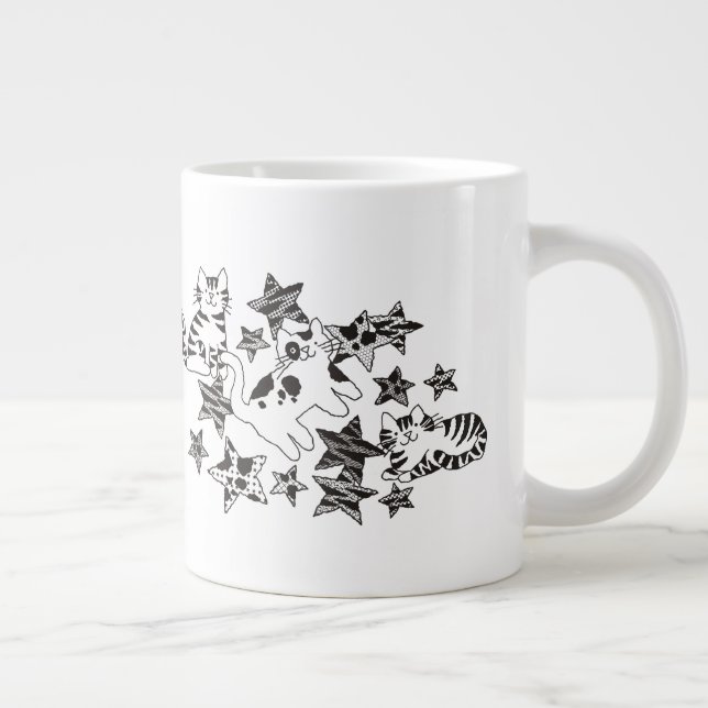 Kattunge och stjärnor i rymden jumbo mugg (Höger)