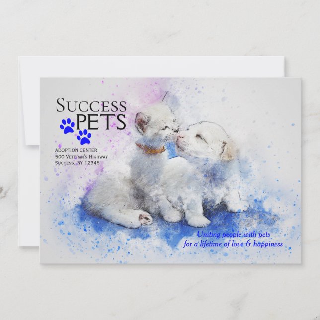 Kattunge- och valpadoption centrerar meddelande inbjudningar (Framsida)