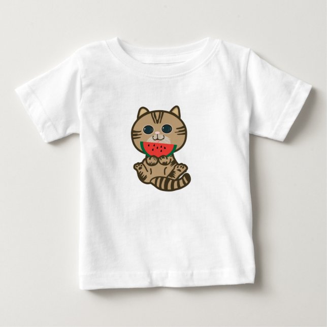 kattunge och vattenmelon t shirt (Framsida)