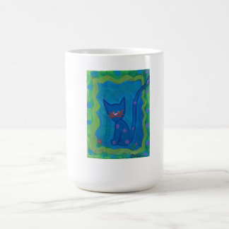 Kattunge, omgiven av Blue Grönt World Kaffemugg