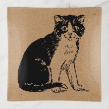 Kattunge på Brun Papper Fin Konst