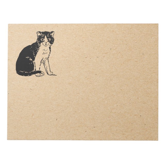 Kattunge på Brun Papper Fin Konst Anteckningsblock (Framsida)