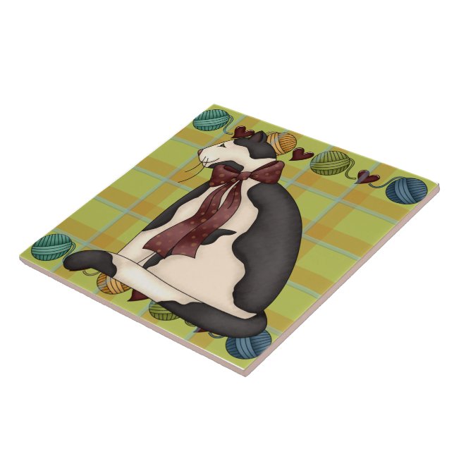 Kattunge på Play Tile Trivet Kakelplatta (Sidan)
