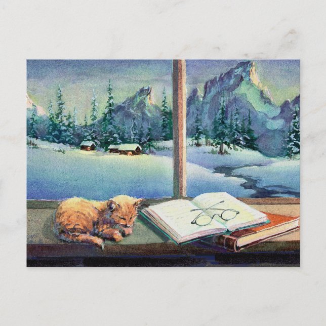 KATTUNGE på SILLEN av SHARON SHARPE Vykort (Framsida)