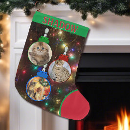 Kattunge Photo Träd Ornaments Add Namn Large Stor Julstrumpa