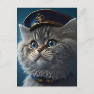 Kattunge Pilot Kapten Vykort