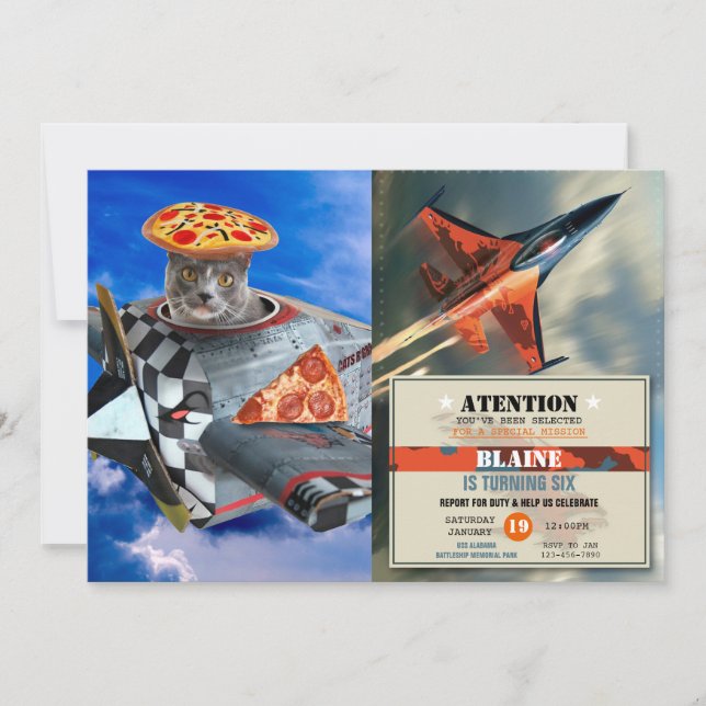 Kattunge-pilot på flygplan inbjudningar (Framsida)
