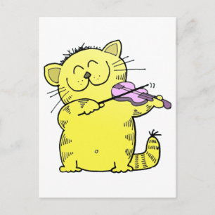 Kattunge Play Violin Vykort