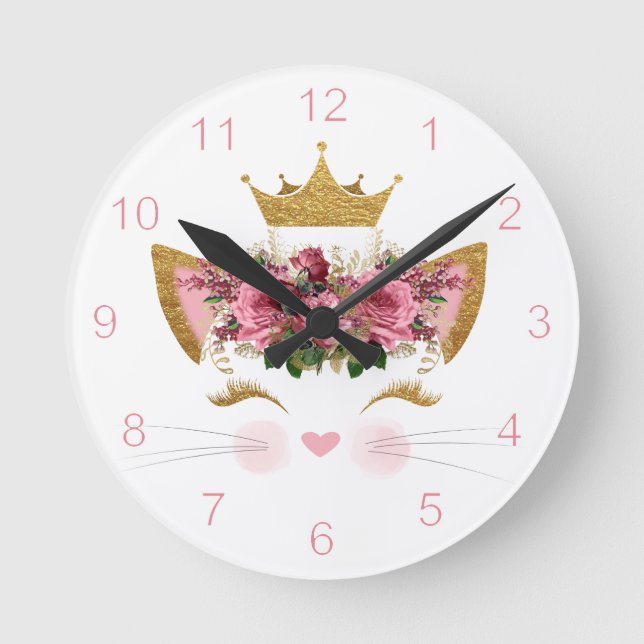 Kattunge Princess Wall Clock Rund Klocka (Framsida)