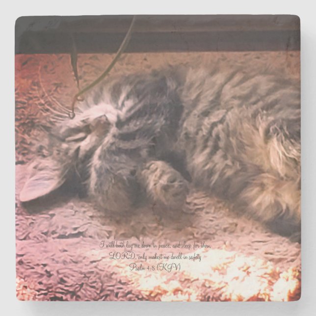 Kattunge Psalm 4:8 Stenkoare Stenunderlägg (Framsidan)
