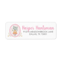 Kattunge Rosa Cute Watercolor Address Label