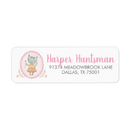 Kattunge Rosa Cute Watercolor Address Label Returadress Etikett
