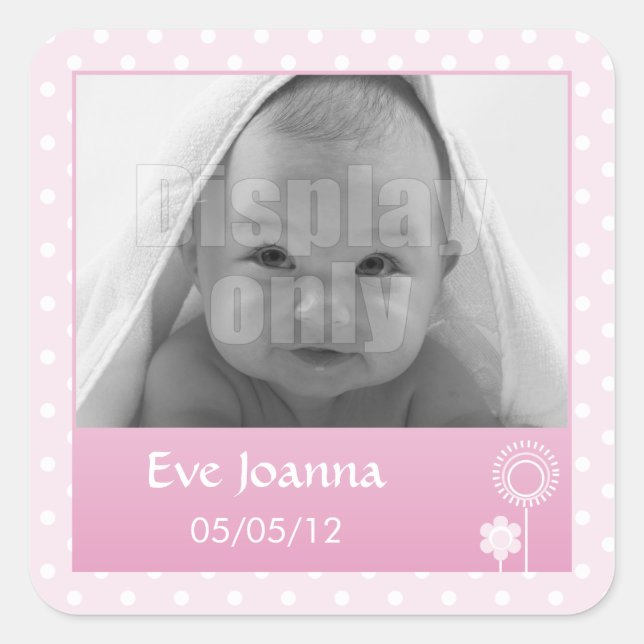 Kattunge - rosa dekal fyrkantigt klistermärke (Framsida)