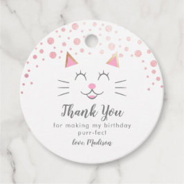 Kattunge Rosa Guld Födelsedagsfest Gåvor Etiketter