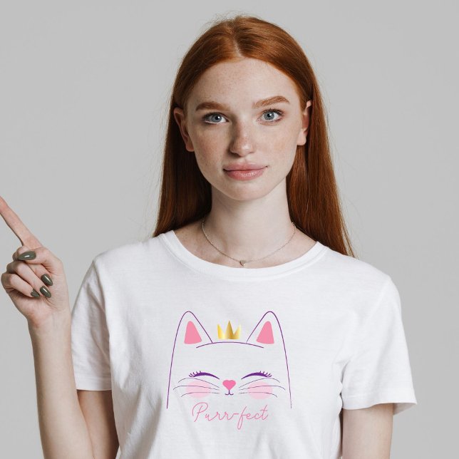 Kattunge Rosa och Guld Födelsedagsfest T Shirt (Skapare uppladdad)