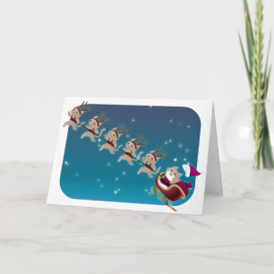 Kattunge Santa och besättning Helgkort