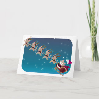 Kattunge Santa och besättning Helgkort