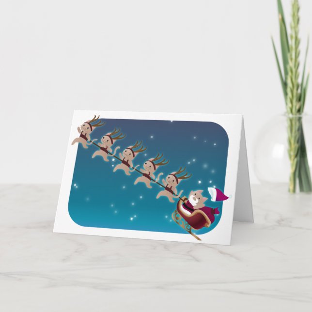 Kattunge Santa och besättning Helgkort (Framsida)