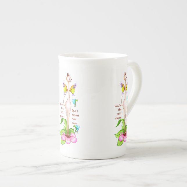 Kattunge Siamese Cat Benporslin Mugg (Framsida höger)