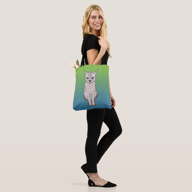 Kattunge Sitta Turquise Tote Bag Tygkasse (På modell)
