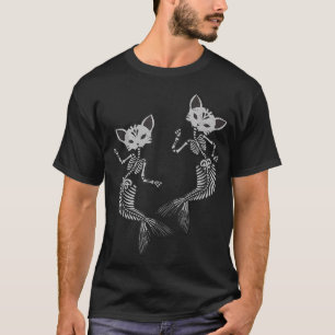 Kattunge Sjöjungfru Skeleton T-Shirt Halloween Fan